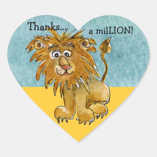 Cartoon Lion Heart Hartelijk dank Sticker (Voorkant)