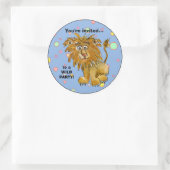 Cartoon Lion Party Invitation Aangepaste Sticker (Tas)