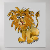 Cartoon Lion Poster Print (Voorkant)
