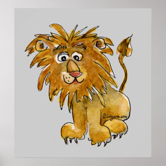 Cartoon Lion Poster Print (Voorkant)