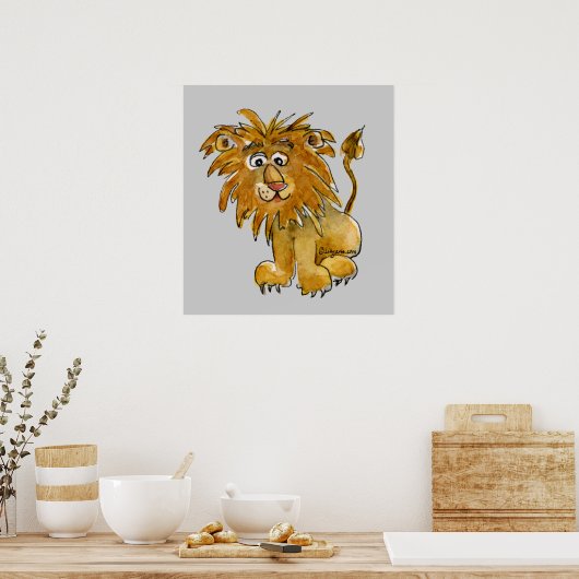 Cartoon Lion Poster Print (Keuken)