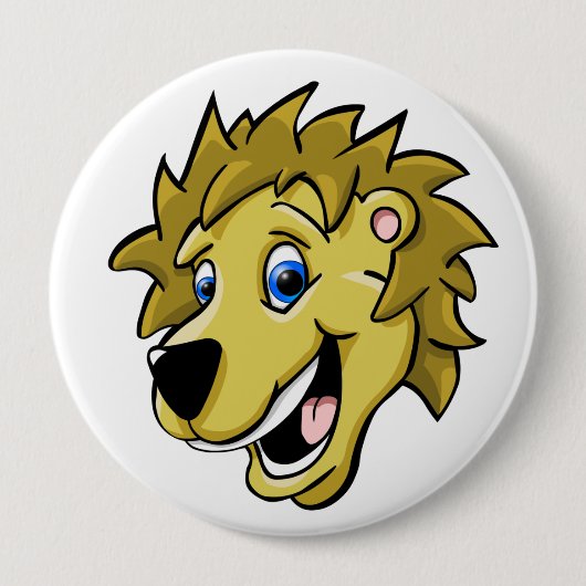 Cartoon Lion Ronde Button 4,0 Cm (Voorkant)