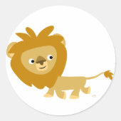 Cartoon Lion ronde sticker (Voorkant)