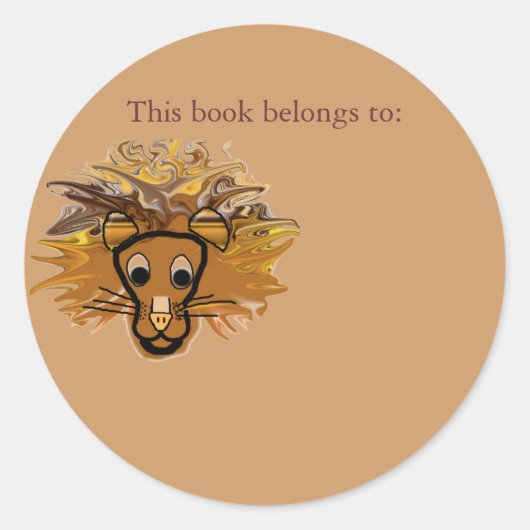 Cartoon Lion Ronde Sticker (Voorkant)