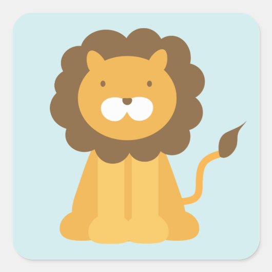 Cartoon Lion Vierkante Sticker (Voorkant)