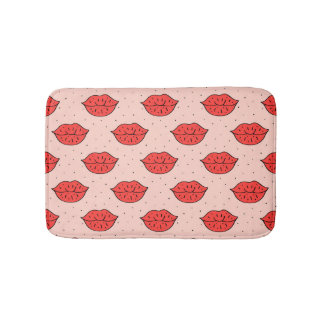 Cartoon lippen: feministische doodle patroon. badmat