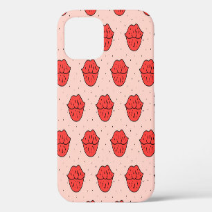Cartoon lippen: feministische doodle patroon. iPhone 12 hoesje