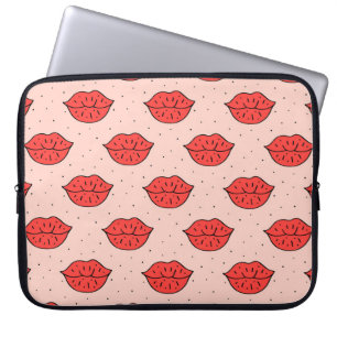 Cartoon lippen: feministische doodle patroon. laptop sleeve