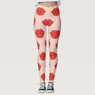Cartoon lippen: feministische doodle patroon. leggings
