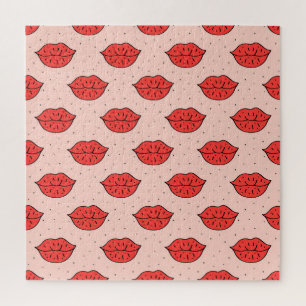 Cartoon lippen: feministische doodle patroon. legpuzzel