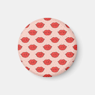 Cartoon lippen: feministische doodle patroon. magneet