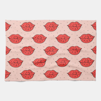Cartoon lippen: feministische doodle patroon. theedoek