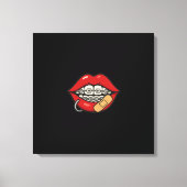 Cartoon Lips Sticker met Braces & Piercing Canvas Afdruk (Voorkant)