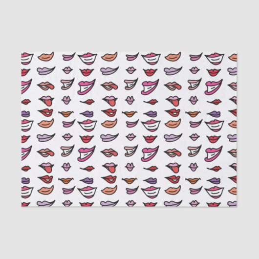 Cartoon Lipstick Smile Fun Pattern Tissuepapier (Voorkant)