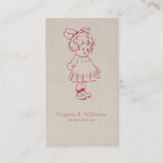 Cartoon Little Girl Visitekaartje (Voorkant)
