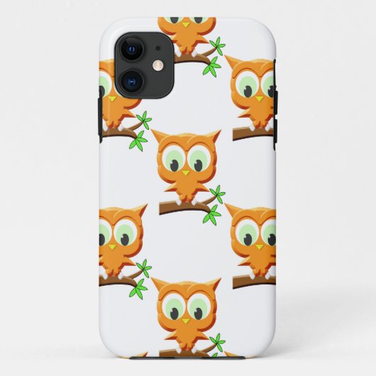 Cartoon Little Owl on Branch Pattern Case-Mate iPhone Case (Achterkant)