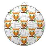 Cartoon Little Owl on Branch Pattern Dartbord (Voorkant)