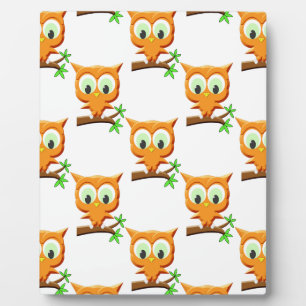 Cartoon Little Owl on Branch Pattern Fotoplaat