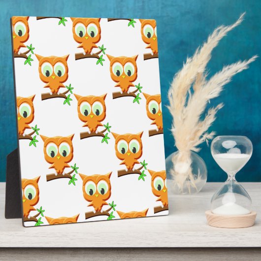 Cartoon Little Owl on Branch Pattern Fotoplaat (Zijkant)