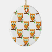 Cartoon Little Owl on Branch Pattern Keramisch Ornament (Rechts)