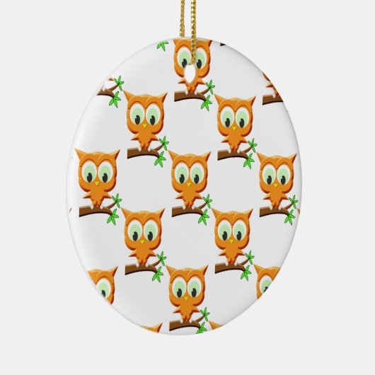 Cartoon Little Owl on Branch Pattern Keramisch Ornament (Rechts)
