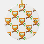 Cartoon Little Owl on Branch Pattern Keramisch Ornament (Voorkant)