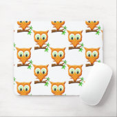 Cartoon Little Owl on Branch Pattern Muismat (Met muis)