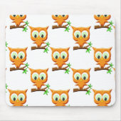 Cartoon Little Owl on Branch Pattern Muismat (Voorkant)