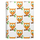 Cartoon Little Owl on Branch Pattern Notitieboek (Voorkant)