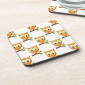 Cartoon Little Owl on Branch Pattern Onderzetter (Linkerzijde)