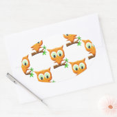 Cartoon Little Owl on Branch Pattern Ovale Sticker (Envelop)
