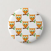 Cartoon Little Owl on Branch Pattern Ronde Button 5,7 Cm (Voorkant)
