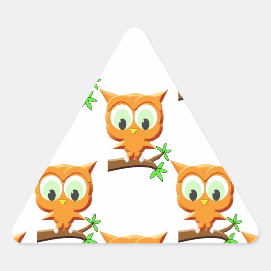 Cartoon Little Owl on Branch Pattern Sticker (Voorkant)