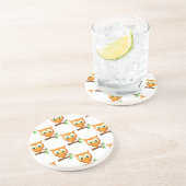 Cartoon Little Owl on Branch Pattern Zandsteen Onderzetter (Zijkant)