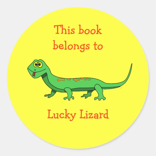 Cartoon Lizard Custom Bookplate Sticker (Voorkant)