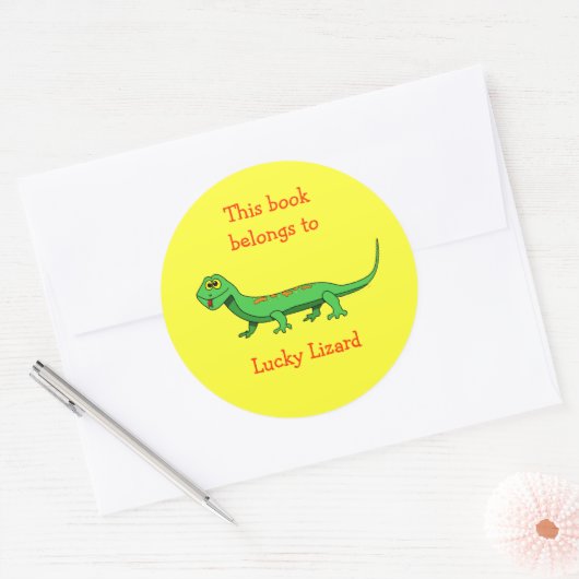 Cartoon Lizard Custom Bookplate Sticker (Envelop)