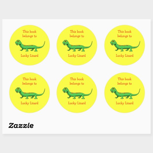 Cartoon Lizard Custom Bookplate Sticker (Vel)