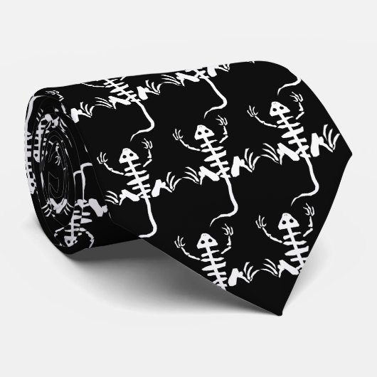 Cartoon Lizard Skeletten Stropdas (Opgerold)