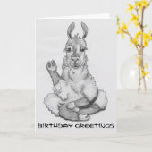 Cartoon llama , ondertitel : "Birthday Greetings" Kaart (Gele Bloem)