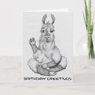 Cartoon llama , ondertitel : "Birthday Greetings" Kaart