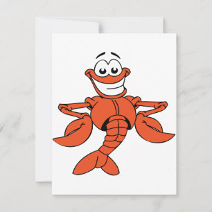 Cartoon Lobster-uitnodigingen Kaart