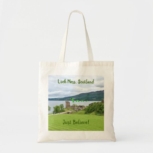 Cartoon Loch Ness Monster in Schotland gelooft het Tote Bag (Voorkant)