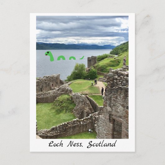 Cartoon Loch Ness Monster & Urquhart Castle Funny Briefkaart (Voorkant)