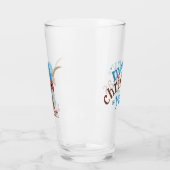 Cartoon Longhorn in Bright Blue Ski Pet en Sjaal Glas (Links)