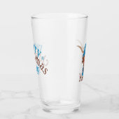 Cartoon Longhorn in Bright Blue Ski Pet en Sjaal Glas (Rechts)