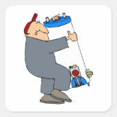 Cartoon Loodgieter Vierkante Sticker (Voorkant)