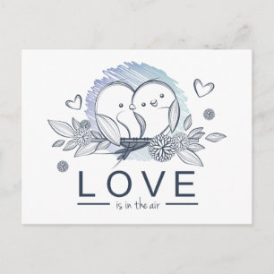 Cartoon Lovebirds Paarse liefde bruiloft Briefkaart