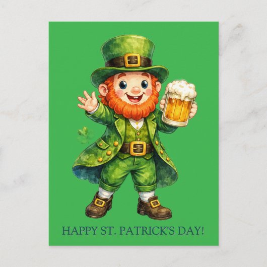 Cartoon Lucky Leprechaun St. Patrick's Day Card Briefkaart (Voorkant)