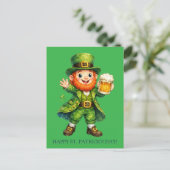 Cartoon Lucky Leprechaun St. Patrick's Day Kaart (Staand voorkant)