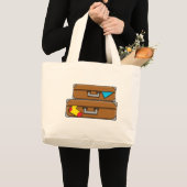 Cartoon Luggage Grote Tote Bag (Voorkant (product))